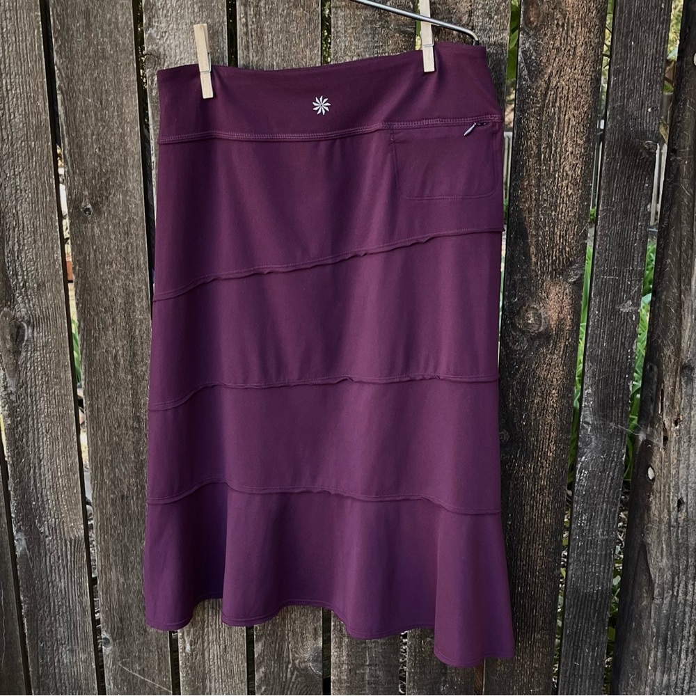 Athleta Crescendo Asymmetric Tiered Skirt In Plum Sz S - Picture 8 of 10
